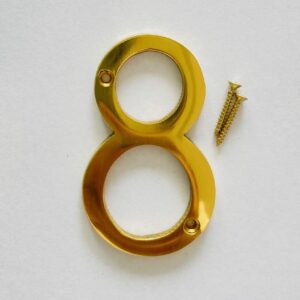 CIVICO OTTONE NUMERO 8 CON FORI  E VITI H.MM. 75